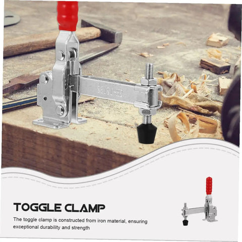 2 Pack Welding Toggle Clamps with Rubber Tip Quick Release Iron Clamps for woodworking and welding projects on a workbench