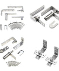 Automatic Closing Double Action Stainless Steel Hinges Set 1 Pair with mounting hardware and screws for doors and bookcase doors.