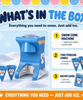 Totally Legit Penguin Shaved Ice Maker For Home And Kids Chills Out Summer Parties By Turning Regular Ice Cubes Into Silky Snow Cones Without Pre Freezing For Easy Weekends, with two cones.