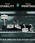 HT PLA Filament 1.75mm Black For 3D Printing durability test in oven, heat resistant to 150°C, showcasing stability and easy printing