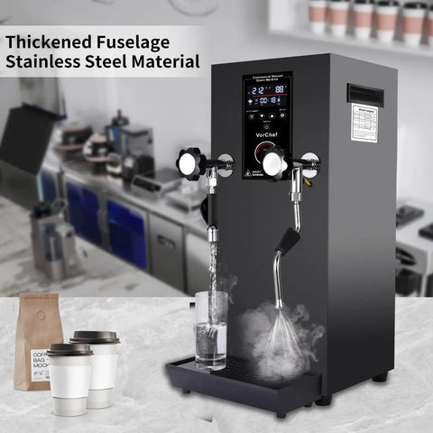 Barista Grade Four In One Commercial Milk Frother 2500W 110V with automatic steam, tea infusion, water boil LED display, cafe machine