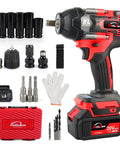Cordless One Half Inch Impact Wrench Kit With Brushless Motor 20V Max Rechargeable Battery and Charger with Six Sockets