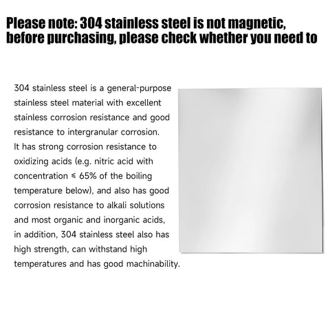 Stainless steel sheet, 12 x 12 inches, 1/8 in thick, smooth metal plate (305 x 305 mm)