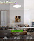 Energy Saving LED Flush Mount Ceiling Light Fixture No Brainer Pack of 6 Dimmable 15W 1200Lm 5000K Daylight White installed in a living room.
