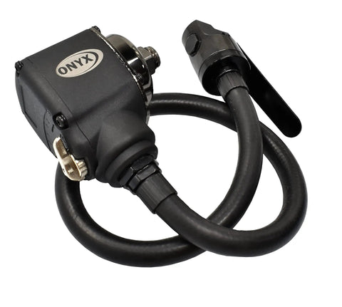 Onyx Three Eighths Inch Palm Impact Wrench Delivers 445 Foot Pounds Of Torque With Remote Throttle And 25 Inch Swivel Hose Reactionless Design