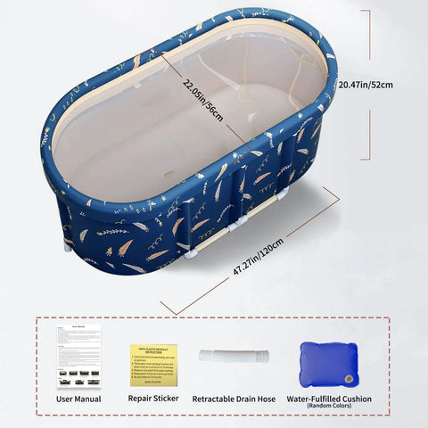 Portable Foldable Freestanding Bathtub For Adults And Kids Indoor Outdoor Spa Bath Japanese Style Soaking Tub Shower Stall Tub 47 Inch Blue With Aluminum Frame And Thick PVC Leakproof Easy Setup And Storage