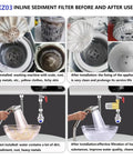 Comparison of washing machine drums and water quality before and after using XZ03 Reusable Brass Sediment Filter, 40 Micron Water Filtration System