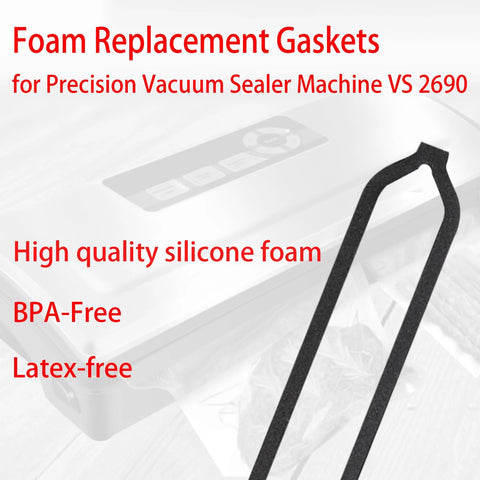 Black silicone foam replacement gasket for Precision Vacuum Sealer VS 2690; 4-pack