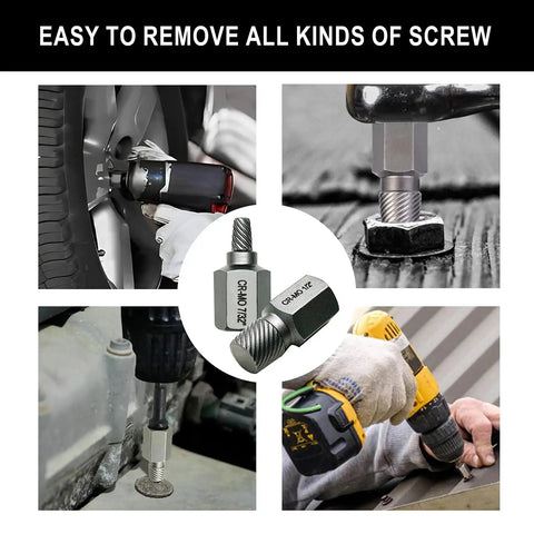 Beast-Ready Heavy Duty 26 Piece CR-MO Screw Extractor Set removing damaged screws and rounded heads in various scenarios