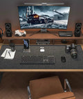 Massive 40x16 Inch Felt Desk Mat Non Slip Keyboard And Mouse Pad For Office Desk covering wooden desk with electronics