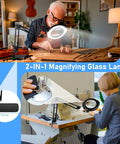 10X Magnifying Lamp With Light And Stand for Reading Crafts Jewelry Sewing, used by craftsman and sewer for close work