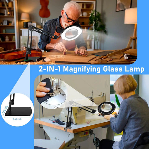 10X Magnifying Lamp With Light And Stand for Reading Crafts Jewelry Sewing, used by craftsman and sewer for close work