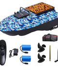 RC Fishing Bait Boat With Precision Long-Range Delivery, 4.4 Lb Capacity, 328 Yard Range, Dual Batteries, blue camo design