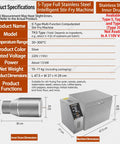 No Fuss Commercial Electric Coffee Bean And Nut Roaster With Adjustable Temperature Timing Control For Fresh Batch Peanuts Cashews Sesame Chestnuts Smooth Drum Design with specifications and dimensions.
