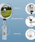 Heavy Duty Metal Badge Reel With 360 Degree Swivel And Secure Belt Clip featuring elastic clip and metal snap.