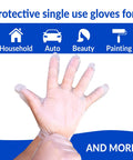 Hand wearing 1000 Count Medium Disposable Gloves Bulk Pack Latex Free Powder Free Hybrid Plastic Gloves for protection.