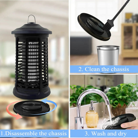 Heavy Duty 4200V Electric Bug Zapper Indoor Outdoor Use Waterproof Mosquito Fly Trap for home garden cleaning steps