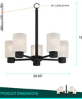 Five Light Oil Rubbed Bronze Dining Room Chandelier Hanging Fixture for Dining Rooms, Living Rooms, or Foyers, Sloped Ceiling Compatible with dimensions and chain.