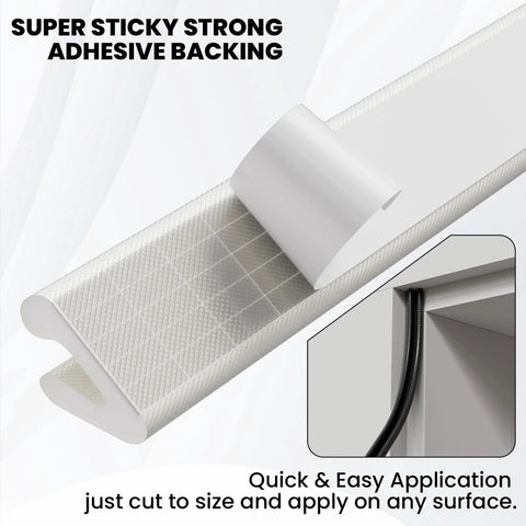 V Shaped Foam Weatherstripping Door Seal Strip 19.7 Feet White Self Adhesive Draft Stopper adhesive backing close-up