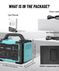Heavy Duty Solar Generator Kit That Powers Your Gear With 1800W Continuous Power, 3600W Surge, And 200W Solar Panel contents