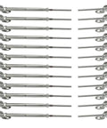 12 Pairs One Eighth Inch Cable Railing Kit with 180 Degree Adjustable Base Marine Grade T316 Stainless Steel Hardware arranged in a row