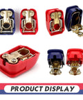 2 PCS Quick Release Battery Terminal Connectors Set, Universal Positive & Negative Disconnect Clamps with Red Blue Covers