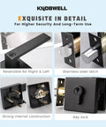 Two Pack Keyed Entry Door Lever And Deadbolt Set With Reversible Left Or Right Handles Built Tough Heavy Duty Matte Black Vintage Design Keyed Alike Easy DIY Installation