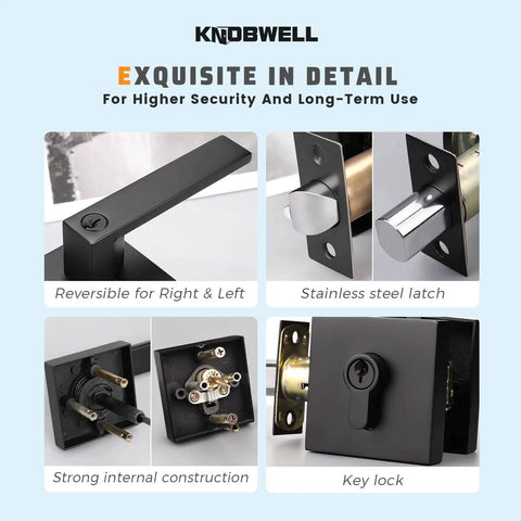 Two Pack Keyed Entry Door Lever And Deadbolt Set With Reversible Left Or Right Handles Built Tough Heavy Duty Matte Black Vintage Design Keyed Alike Easy DIY Installation