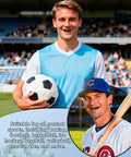 Athletes wearing Faith Cross Mouth Guard Set With Case Four Mouth Guards for all contact sports, holding soccer ball and baseball bat.