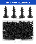 Number 8 x 5/8 Inch Flat Head Wood Screws With Black Oxide Finish And Self Tapping Design For Smooth Sailing And No Nonsense Fastening In Softwood, displaying 166 pieces with sample screws.