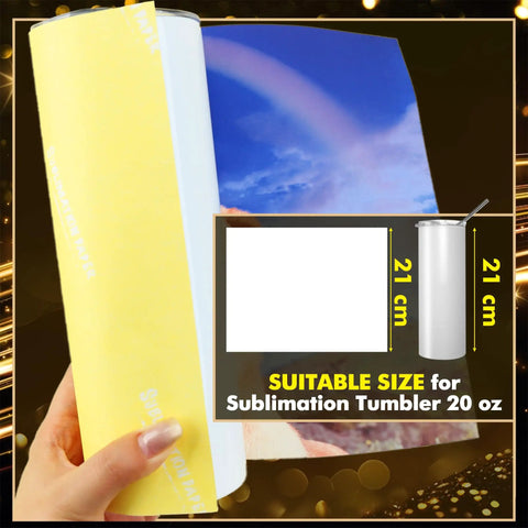 Sublimation Paper 8.3x11.7 Inch, 110 Sheets, 105G, For Light Fabric T Shirts Mugs And Tumblers, held with dimensions shown