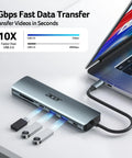 USB C Hub 7 In 1 Multi Port Adapter For Laptop With 4K HDMI Output 2 USB A 3.1 Ports USB C Data Port PD 100W Charging MicroSD