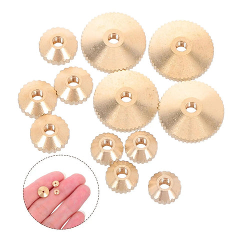 Sturdy 36 Pieces Of Brass Golden Clock Hands And Nuts For Quartz Movement Repair, detailed view of brass nuts and hands.