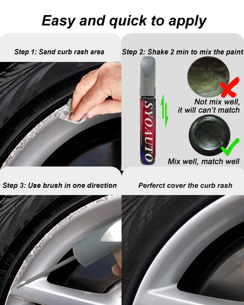 Gunpowder Gray Wheel Touch Up Paint Pen For Tesla Model Y And 3 S X Alloy Rims Straight Up Fix for curb rash application steps.