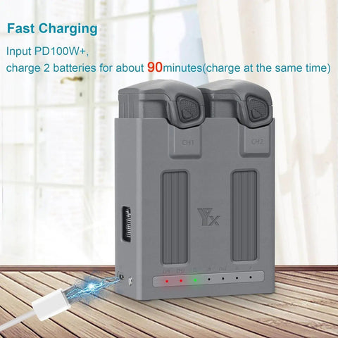 Two-Way USB Battery Hub For DJI Mavic 4 Pro With Smart Charging Station Includes USB-C And USB-C-A Cables PD Quick Charge Safe