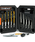 11 Pcs Left Hand Screw Extractor Set With Quick Adapter, Bolt And Nut Remover Kit for Stripped Screws in sturdy case
