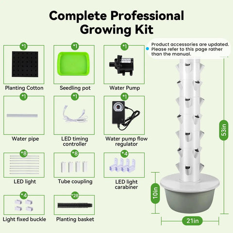 Indoor Vertical Hydroponics Growing Tower With 7 Layer 28 Pod System And Foldable LED Light for Vegetables Kit Details