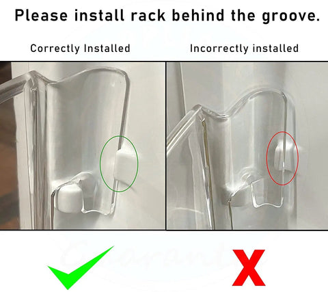 Comparison of correct and incorrect installation of Upgraded Fridge Door Shelf Replacement Bin 240323001 For Frigidaire