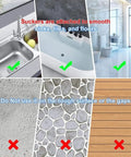 3 Pack 5.5 Inch Silicone Drain Covers With Strong Suction Bases Flat Square Hair Catchers For Showers And Kitchen Sinks Reusable Gray Strainers images showing proper and improper surfaces for suction.