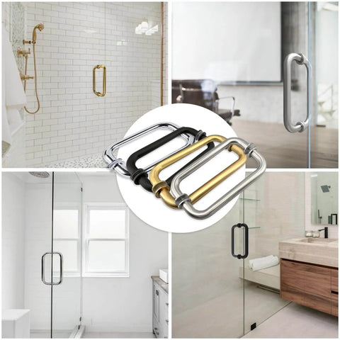 Glass Shower Door Handle For Sliding Frameless Doors In Brushed Nickel Finish Back To Back 304 Stainless Steel Pull Hardware 6 Inch