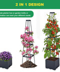Two Pack Raised Garden Bed With Tomato Cages And Trellis, 57 Inch Self Watering Planter Box for climbing plants, vegetables, and flowers