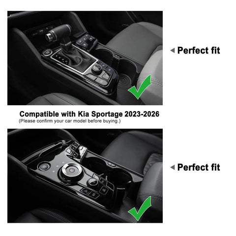 Kia Sportage Center Console Organizer Armrest Tray Insert Black for NQ5 2023 2024 2025 2026 shown installed in car interior