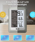 All In One Indoor And Outdoor Weather Station With Wireless Thermometer And Hygrometer, Battery Powered, 330 Ft Range, LCD Display