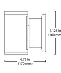 Square LED Outdoor Wall Mount Up and Down Light 33W 5000K Bronze DLC Listed 3,489 Lumens UL Wet Location dimensions drawing