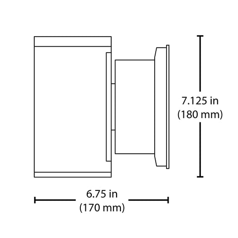 Square LED Outdoor Wall Mount Up and Down Light 33W 5000K Bronze DLC Listed 3,489 Lumens UL Wet Location dimensions drawing