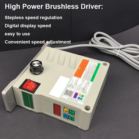 Kickin 550W Brushless Belt Sander And Bench Grinder With Sweet Adjustable Guards and Smooth Forward Reverse Rotation image showing a high power brushless driver with speed regulation features.