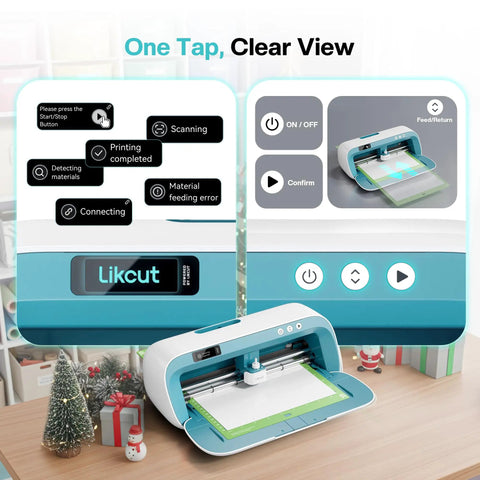 Vinyl Cutter Machine With Print Then Cut, Essential Starter Bundle For DIY Crafts, Smart Sticker Maker, shown on table