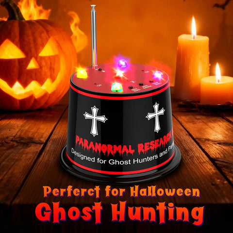 Real Talk Ghost Hunter EMF Detector With Enhanced Magnetic Field Amplifier, Real Time EMF Readings, Auto Calibration, 5 Level Sensitivity, Precise Plus Or Minus 1 C Temperature Tracking, 9V Battery Included For Paranormal Investigations, black tabletop unit