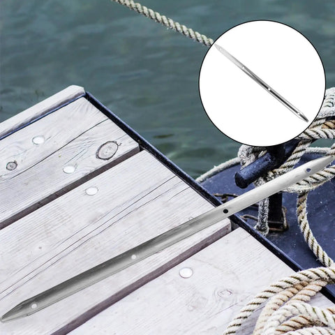 Heavy Duty Stainless Steel Rub Rail For Yacht Hull Protection And Dock Edge Guard on wooden dock edge with water background.