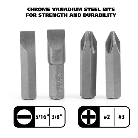 Impact Driver Kit With Four Drill Bits And Three Eighth Inch Drive Beefy Manual Impact Driver For Rusted Fasteners And Auto Repair Chrome Vanadium Bits
